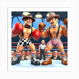 Two Boxers In Boxing Ring 2 Art Print