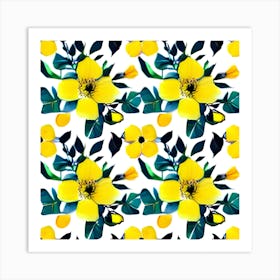 Yellow Flowers On A White Background Art Print