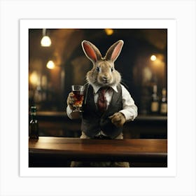 Rabbit In A Bar Art Print