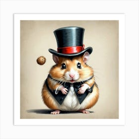 Hamster In Top Hat 11 Art Print