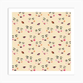 Lips and Cheeks Pattern Art Print