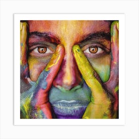 Portrait Of A Woman With Colorful Paint Art Print