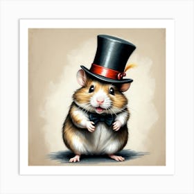 Hamster In Top Hat 5 Art Print