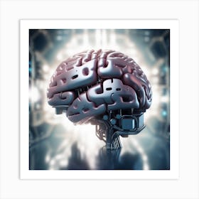 3d Rendering Of Artificial Brain 1 Art Print