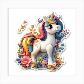 Unicorn With Flowers 6 Art Print