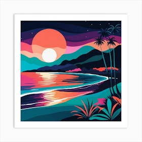 Sunset At The Beach 16 Art Print