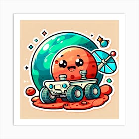 Cute Space Rover Sticker Art Print