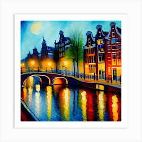 Amsterdam At Night 1 Art Print