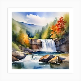 Waterfall Painting Art Print