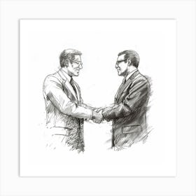 Two Men Shaking Hands Art Print