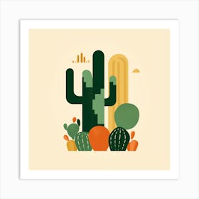 Rizwanakhan Simple Abstract Cactus Non Uniform Shapes Petrol 9 Art Print