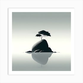 Tree On A Rock Art Print