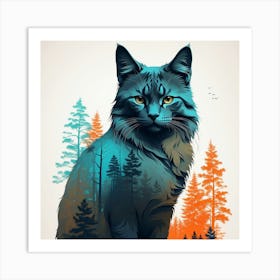 Cat In The Forest Art Print