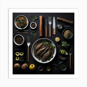 Barbecue Props Knolling Layout (56) Art Print