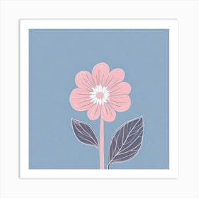 A White And Pink Flower In Minimalist Style Square Composition 387 Art Print