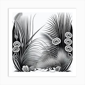 Black And White Botanical Illustration Art Print