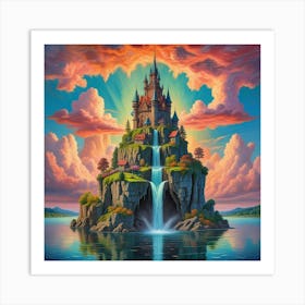 Enchanted Heights The Castle Of Cascading Waters (4) Art Print