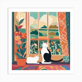 Matisse Inspired Open Window Cat Art Print 4 Art Print