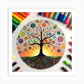 Tree of life alcohol markers Art Print