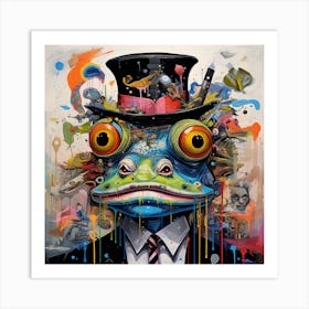 Frog with hat Art Print