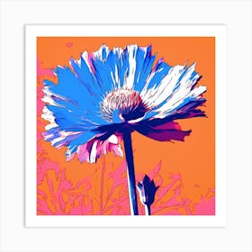 Andy Warhol Style Pop Art Flowers Cornflower 1 Square Art Print