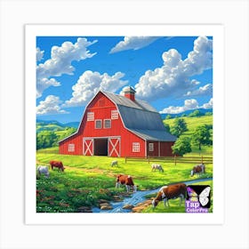 Red Barn In The Countryside Art Print