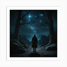 Man Walking Through A Forest Art Print