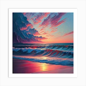 Sunset At The Beach 11 Art Print