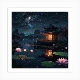 Asian Water Lilies Art Print