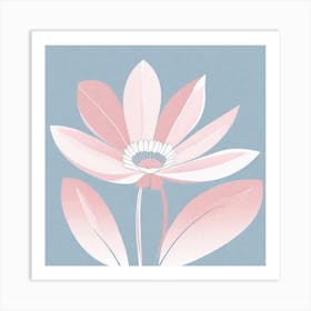 A White And Pink Flower In Minimalist Style Square Composition 183 Art Print