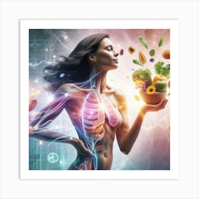 Woman Holding A Bowl Of Food Art Print