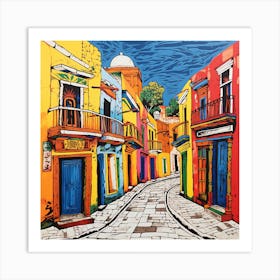 Colorful Street In Mexico City Art Print