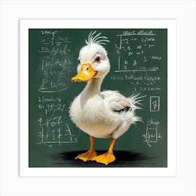 Duck On Chalkboard Art Print