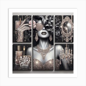 Glamorous glitter gold wall art Art Print