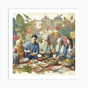 Travel and Cook with a Family of Content Creators: Learn How to Make Exotic Dishes from Different Lands Art Print