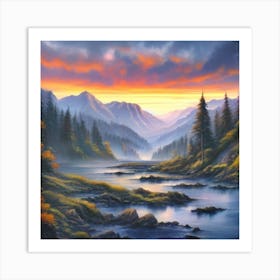 Sunset In The Mountains 1 Art Print