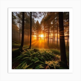 Sunrise In The Forest 5 Art Print