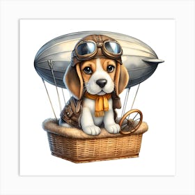 Beagle In A Hot Air Balloon~Reimagined Art Print