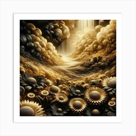 Golden Sunflowers Art Print