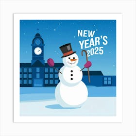 An Illustration Of A Snowman Celebrating Oy3yupqftpgosj 0vg4ekw 0plvztkhsmwgbdr Oy064g Art Print