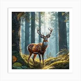 Deer In The Forest 160 Art Print