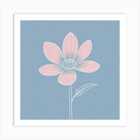 A White And Pink Flower In Minimalist Style Square Composition 555 Art Print