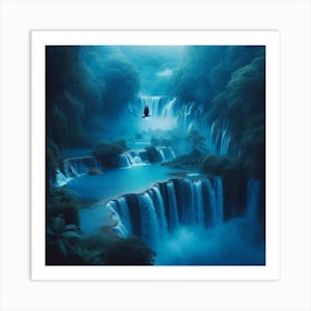 Waterfall At Night Art Print