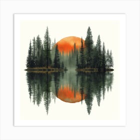 Sunset Over The Lake Art Print