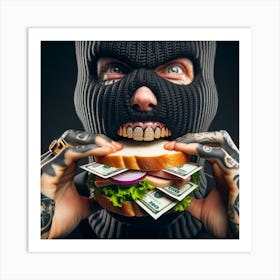 Thief Eating Sandwich Art Print