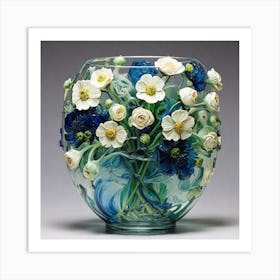 White and blue and green glass 1 Art Print