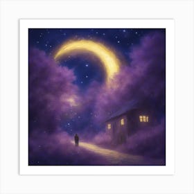 Moon And The House Art Print