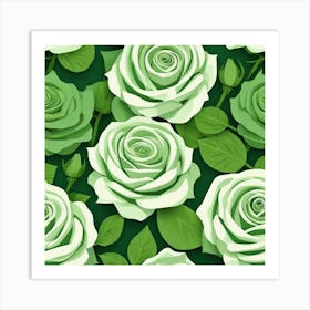 Seamless Pattern With White Roses Art Print