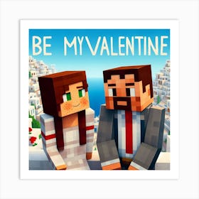 Be My Valentine - couple lovers, roblox style Art Print