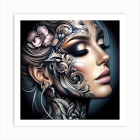 Tattooed Woman 2 Art Print